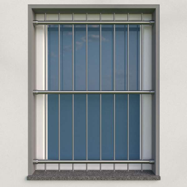 Fenstergitter abnehmbar ø 33,7mm / Höhe 900 - 1599mm / 3 Gurte